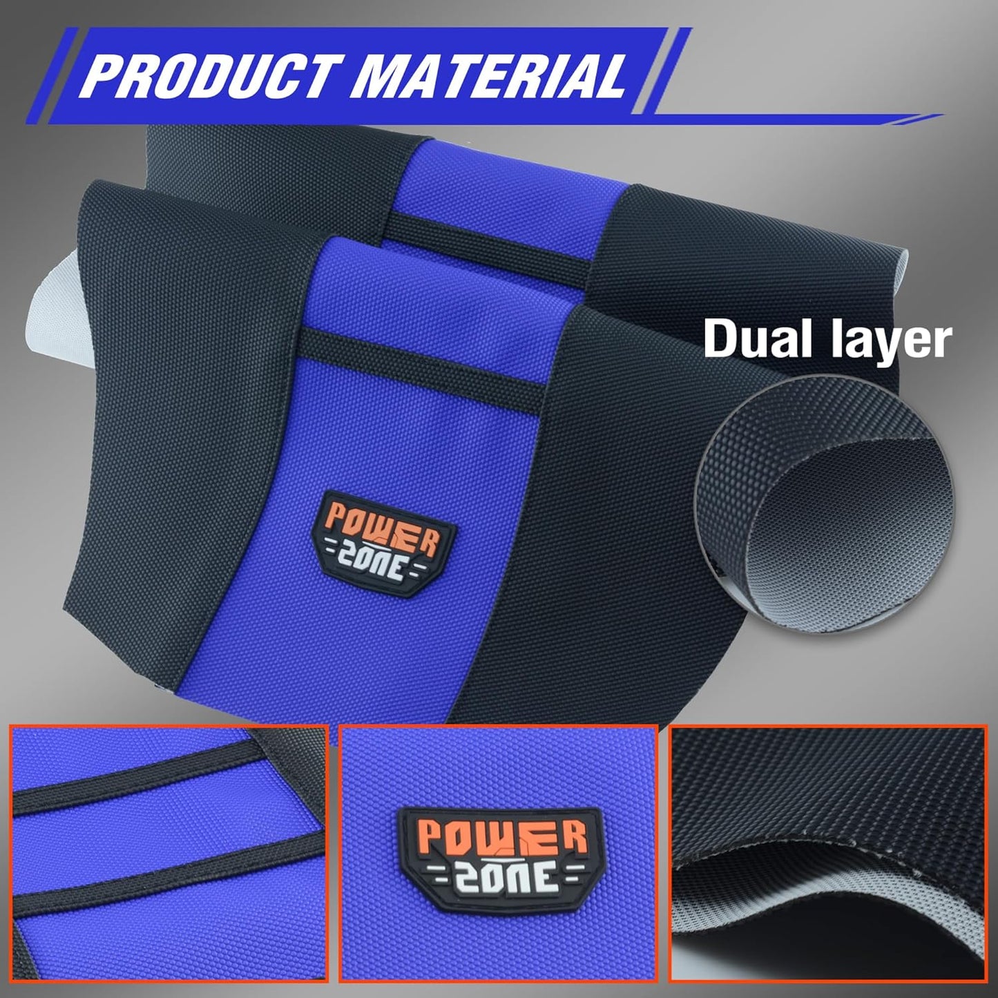 Gripper Rubber Dirt Bike Seat Cover - Universal Soft Seat Cover for Most Dirt Bike Motorcycle Blue