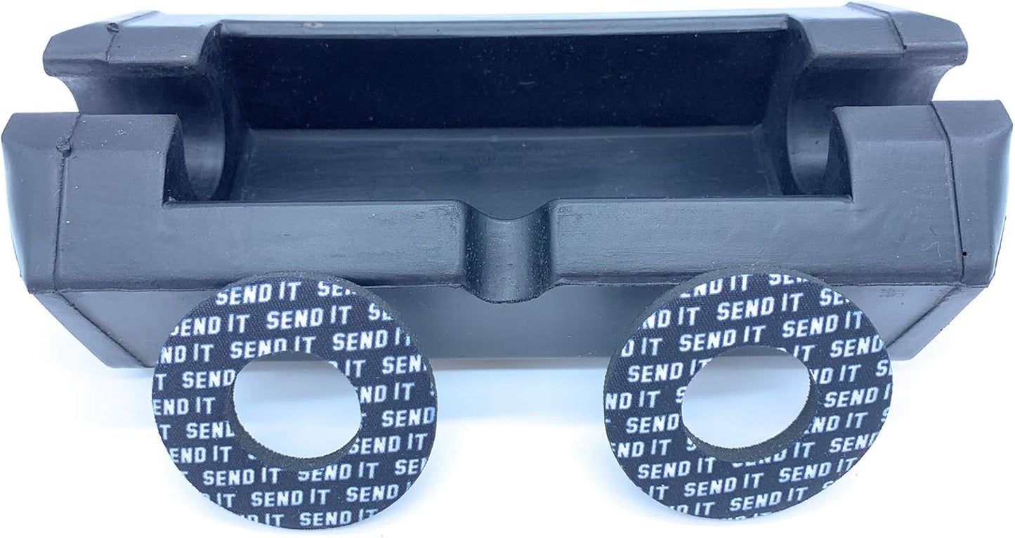 SEND IT Bar Pad with FREE DONUTS Handlebar Dirtbike ATV Crossbar (BLACK, SQUARE)