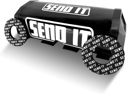 SEND IT Bar Pad with FREE DONUTS Handlebar Dirtbike ATV Crossbar (BLACK, SQUARE)
