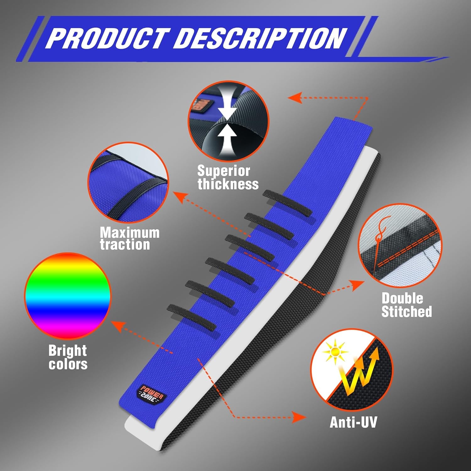Gripper Rubber Dirt Bike Seat Cover - Universal Soft Seat Cover for Most Dirt Bike Motorcycle Blue